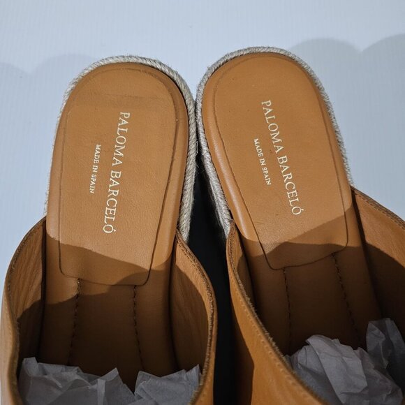 Paloma Barcelo Hebe Wedge Clog Mule Espadrille Womens Orche Orange Leather EU 40 - Picture 6 of 12